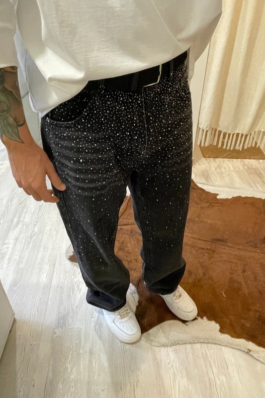Jeans Baggy con strass