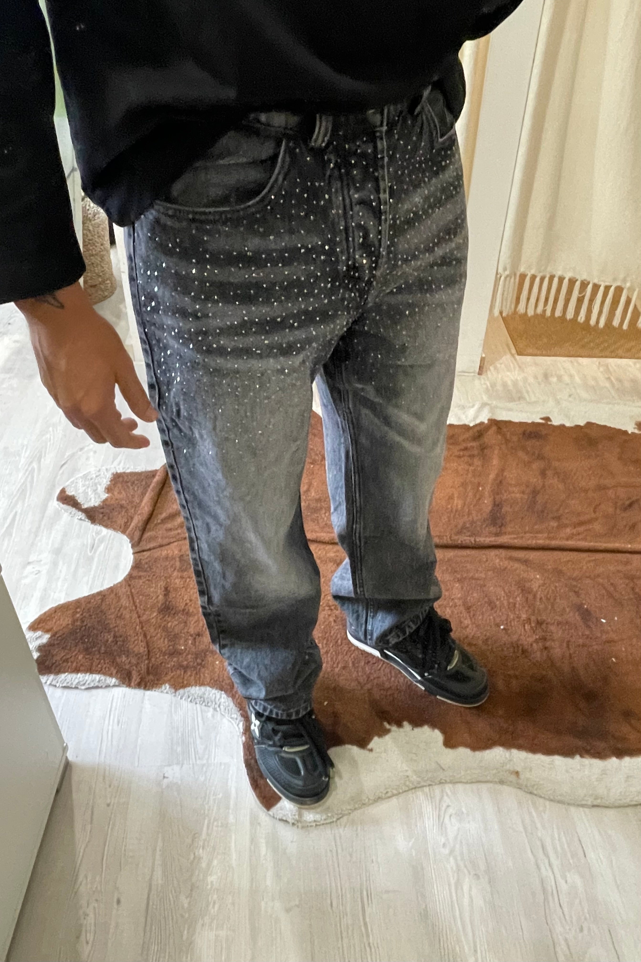 Jeans Baggy con strass