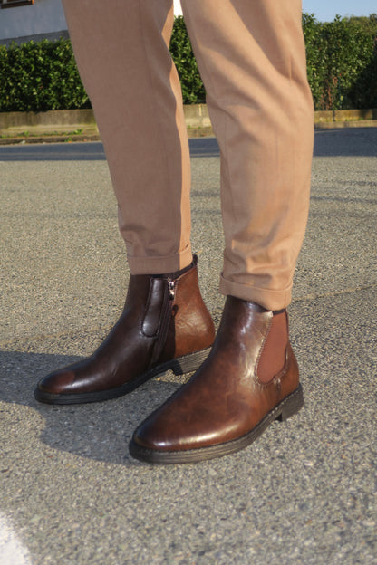 Stivaletto Brown con zip laterale