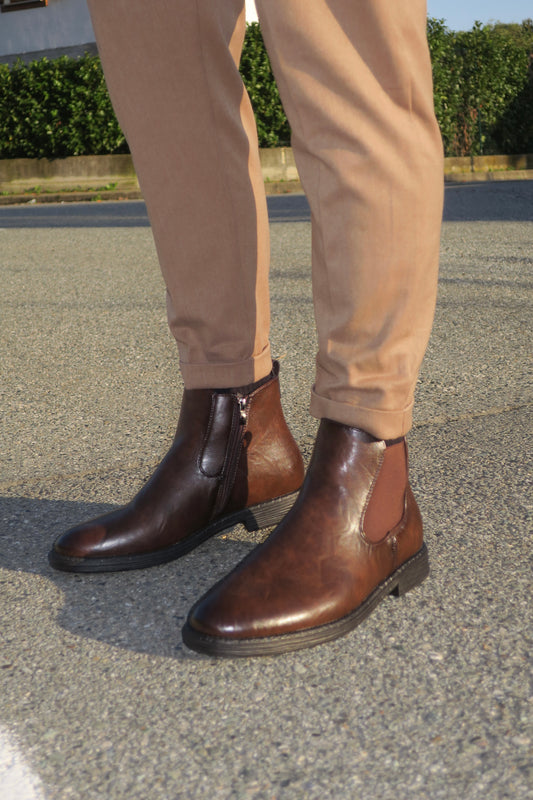 Stivaletto Brown con zip laterale