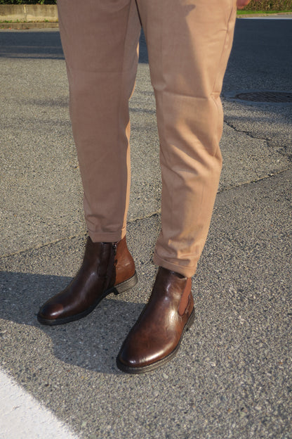 Stivaletto Brown con zip laterale